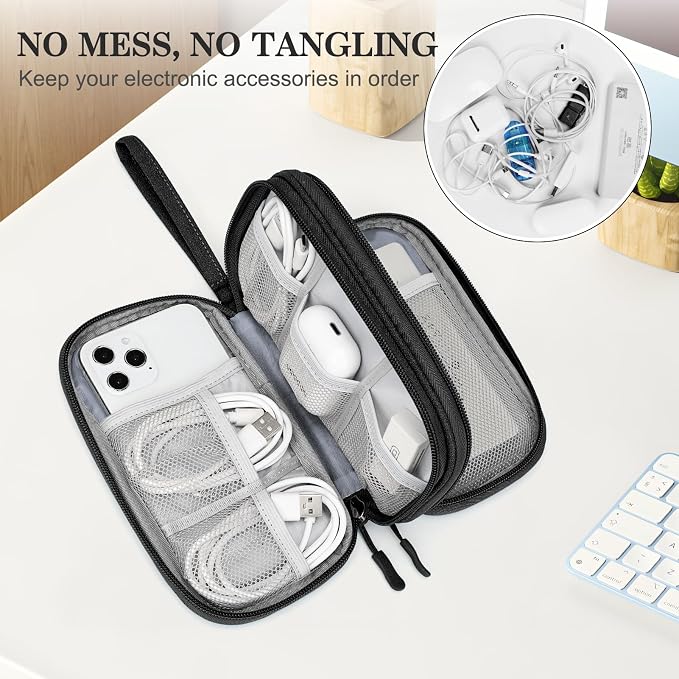 FYY Electronic Organizer, Travel Tech Pouch Bag, Cable Organizer Black | Wrist - Image 5