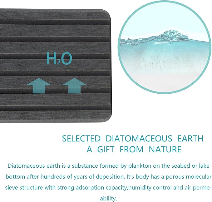 2 PCS Water Absorbent diatomite Coasters, 8.3" x 4" Water Absorbing Stone Tray for Sink, Stone Drying mat for Kitchen Counter, Stone soap Tray Used for Hand Soaps & toiletries & Plants