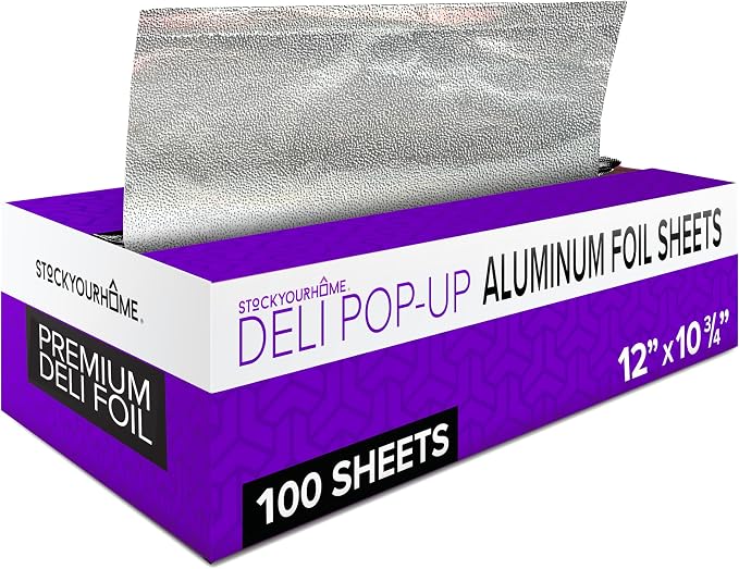 Pre-cut Deli Aluminum Foil Sheets, Disposable Foil Sheets by StockYourHome