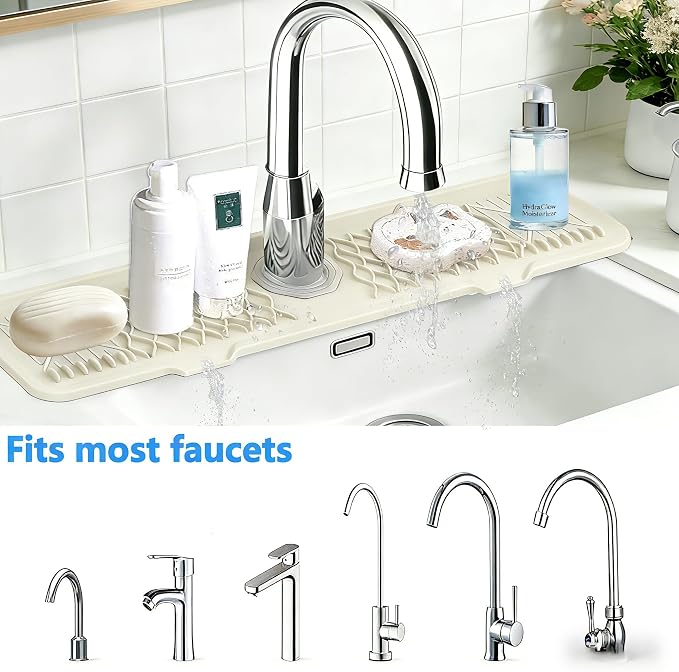 24 Inch Silicone Faucet Mat for Kitchen Sink, 7° Slope Fast Self-Draining Sink - Image 4