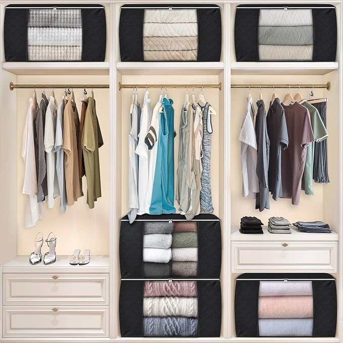90L Clothes Storage, Foldable Thick Fabric Blanket Storage Bags | Foldable - Image 6