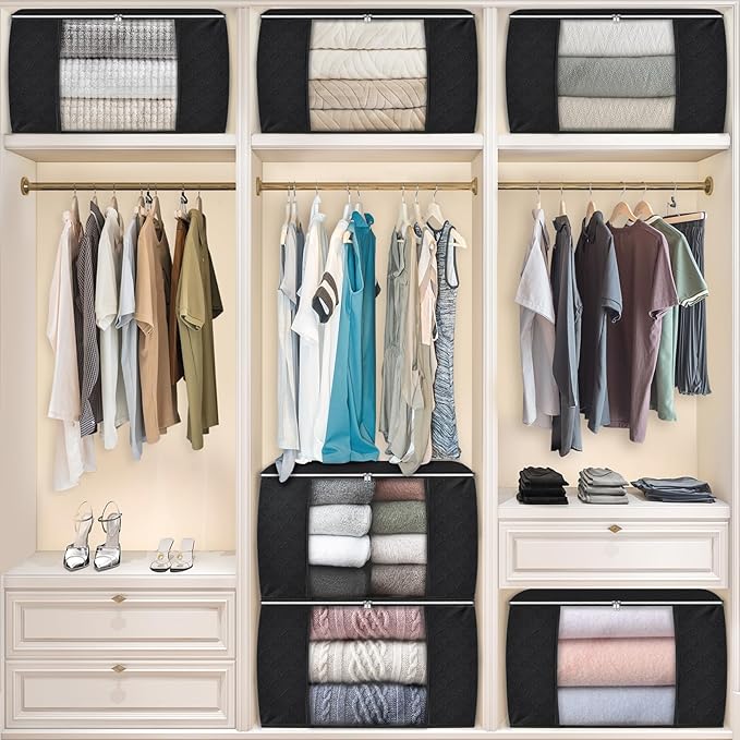 90L Clothes Storage, Foldable Thick Fabric Blanket Storage Bags | Foldable - Image 6