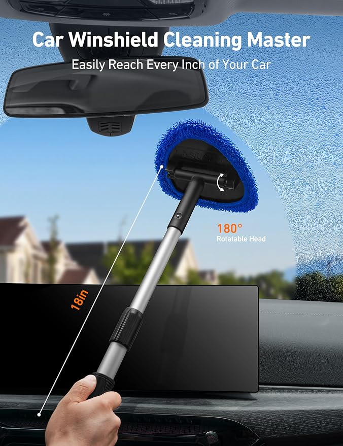 AstroAI 8pcs Windshield Cleaner Tool & Car Interior Detailing Kit | Extendable - Image 7