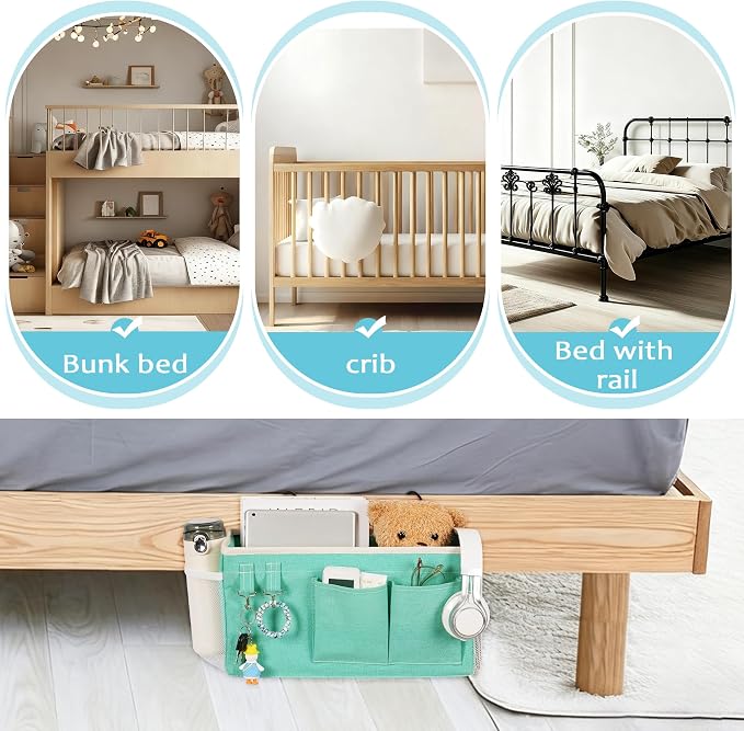 Bedside Caddy, Bedside Storage Bag Hanging Organizer - Image 5