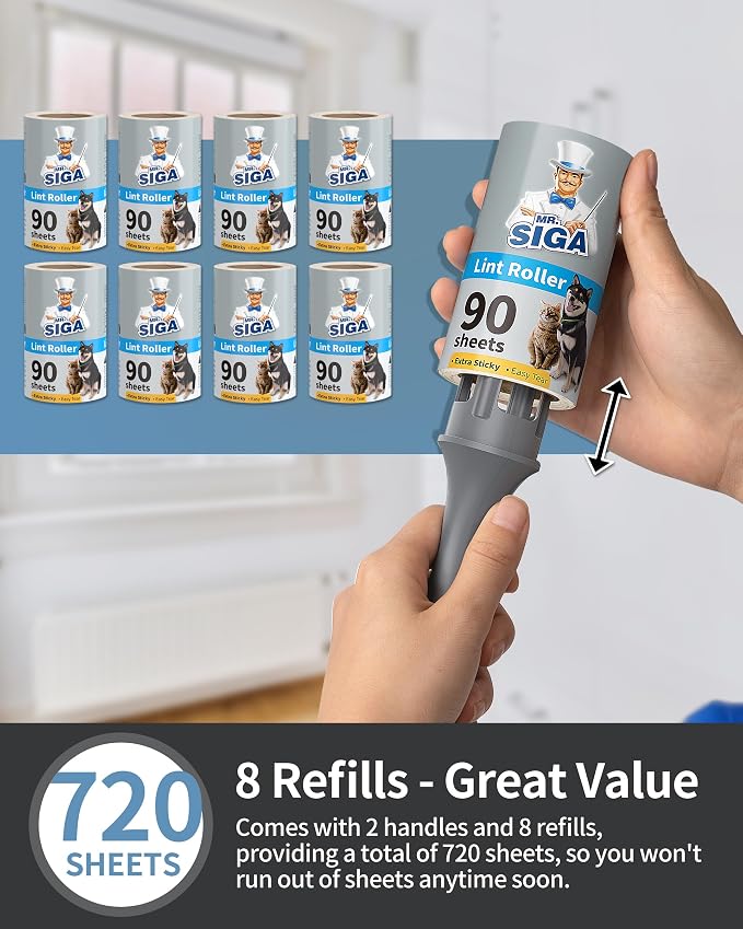 MR.SIGA Extra Sticky Lint Roller Pet Hair Remover - Image 6
