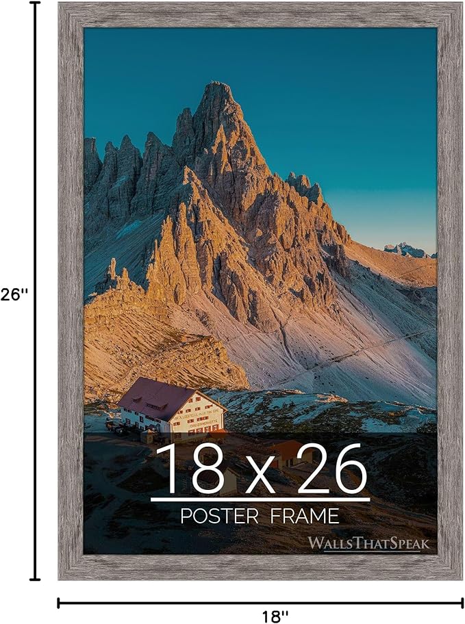 wallsthatspeak 18x26 Gray Barnwood Picture Frame for Puzzles Posters Photos or Artwork