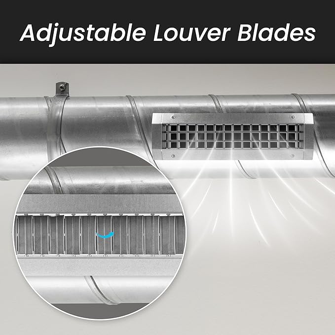 Repa Market 17" x 9" Inch Air Exhaust Grille for Round Ducts - Adjustable Louvre Blades - Galvanized Air Supply Vent Cover - Side Fit Round Surface Canal Ducting from 19.68" to 55" Inches