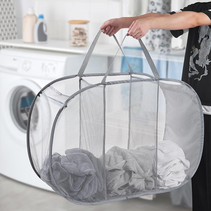 Seiritex Mesh Popup Laundry Hamper 3 Compartment Sortable Horizontal - Image 2