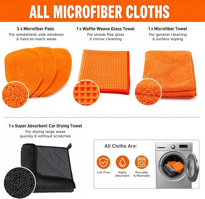 XINDELL Interior Windshield Cleaner Tool, Extendable Car Window Cleaning Kit - Image 7