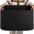 OIAHOMY 96L XXXLarge Blanket Basket Woven Cotton Rope Storage Basket Black by MasterofSpaceOptimization