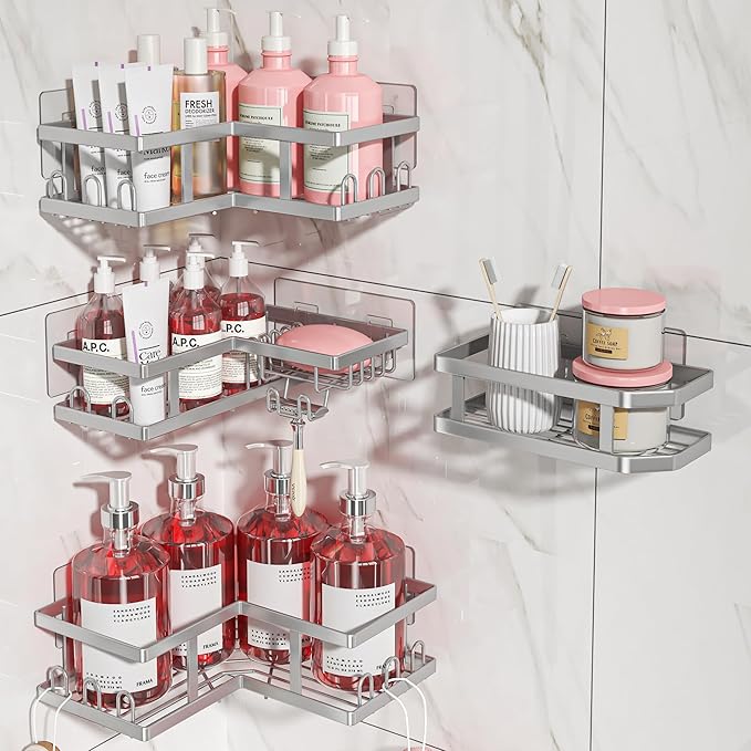 Youvip 4-Pack Adhesive Corner Shower Caddy - Image 5