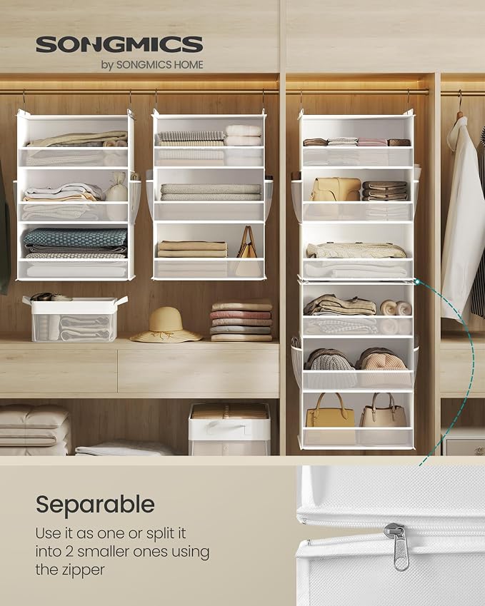 SONGMICS Widended Hanging Closet Organizer and Storage, Separable | Foldable - Image 3
