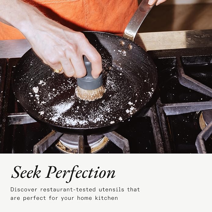 Made In Cookware - 3-Piece Carbon Steel Cleaning Set - Includes Chain Mail Scrubber, Cleaning Brush and Carbon Steel Seasoning Wax