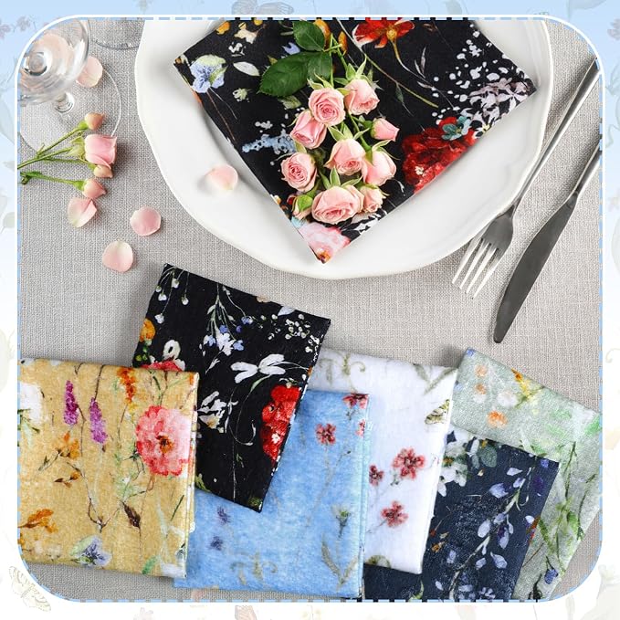 Reusable Kitchen Cloths Cotton Towel, 60 Pack, Rich Flowers - Image 6
