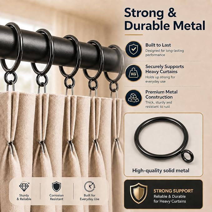 60 Pack Black Curtain Rings - Image 3