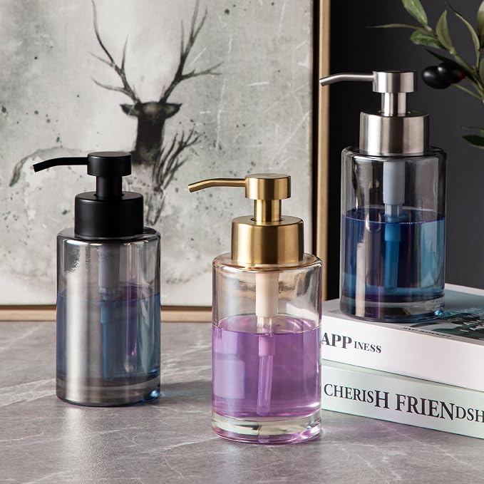 Enra Black Soap Dispenser, Glass Liquid Soap Pump - Image 7