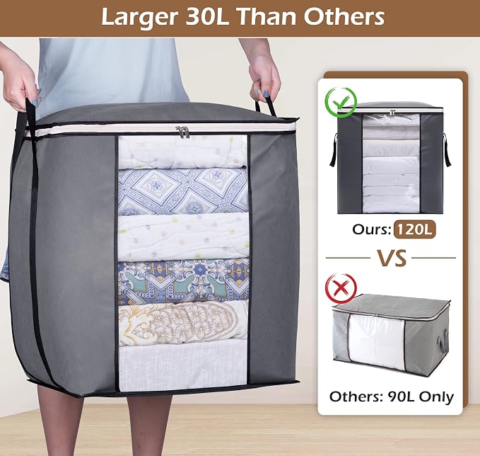 SLEEPING LAMB 120L Oversized Blanket Storage Bags Sturdy Fabric Clothes Storage - Image 2