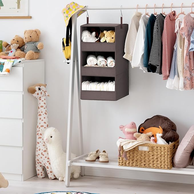 GRANNY SAYS 3-Shelf Hanging Closet Organizer, Foldable Storage, Dark Brown | 33 - Image 2