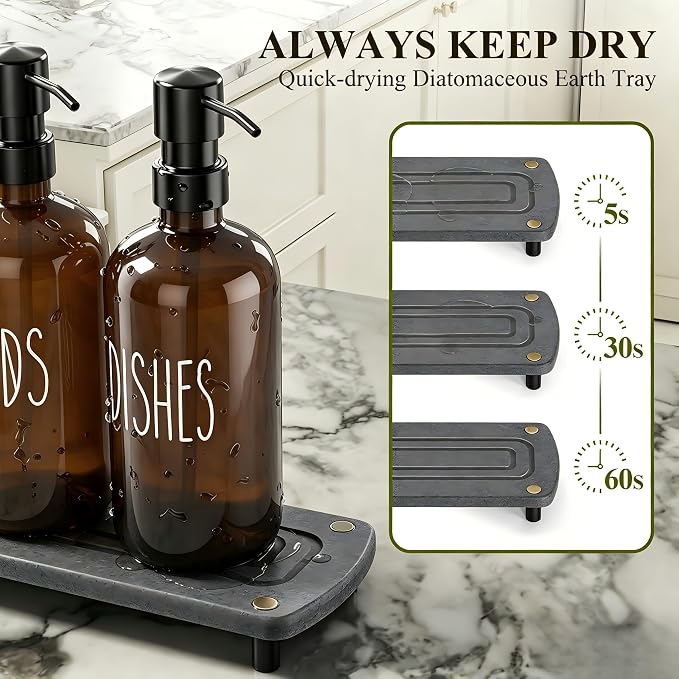Cisily Amber Kitchen Soap Dispenser Set - Image 3
