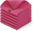 Homaxy 100% Cotton Waffle Weave Kitchen Dish Cloths 6-Pack, Hot Pink | 12 x 12 by Homaxy