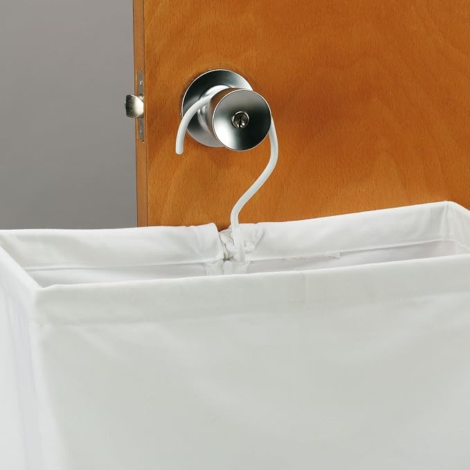Household Essentials 148 Hanging Cotton Canvas Laundry Hamper Bag | White - Image 6