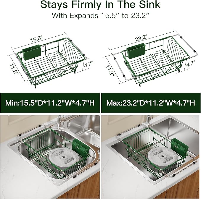 Green Dish Drying Rack Over The Sink - Image 3