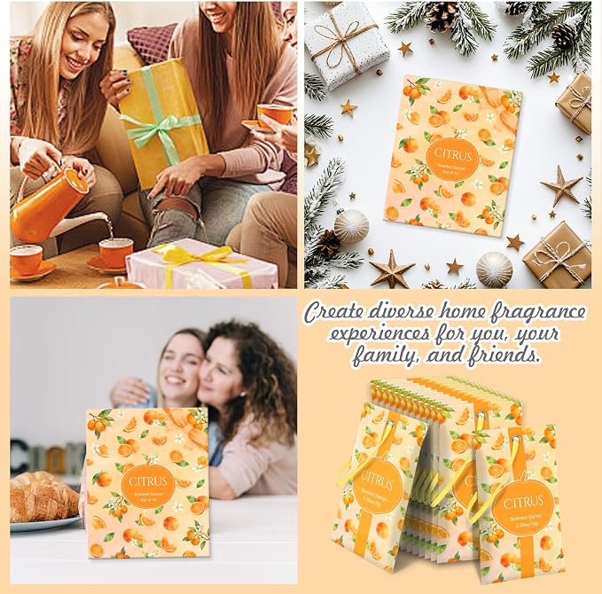 SCENTORINI Scented Sachets for Drawers and Closets, Citrus Scent 14 Pack - Image 8