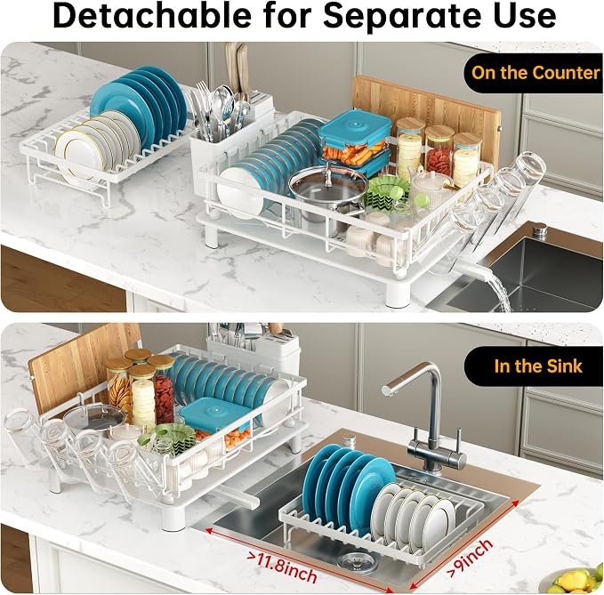 Large 2 Tier Detachable Dish Drying Rack - Image 8