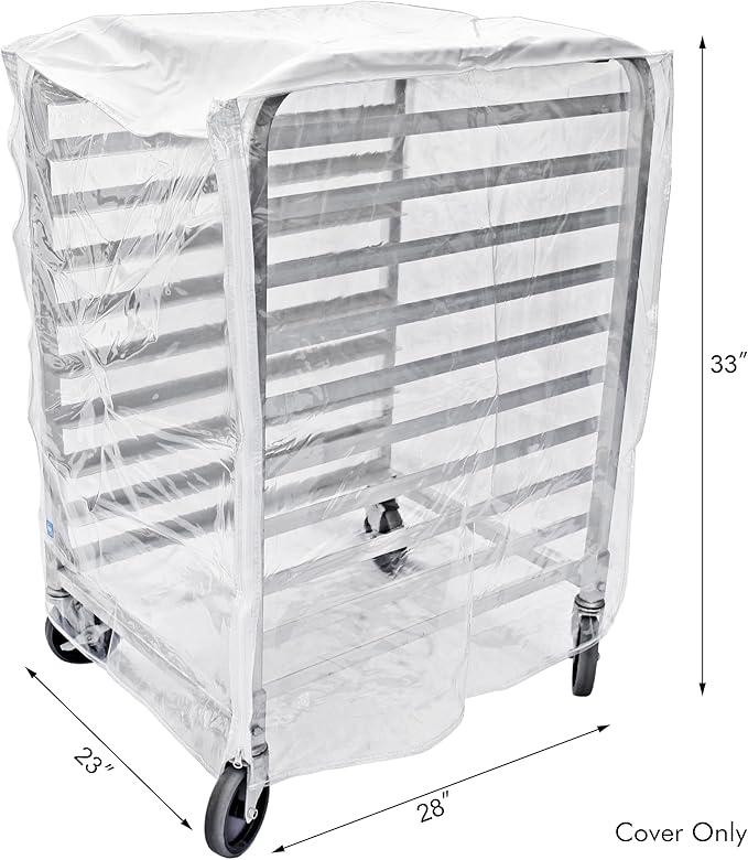 New Star Foodservice 36534 Commercial-Grade Sheet Pan/Bun Pan Rack Cover, Plastic, 10-Tier, 28" L x 23" W x 33" H, Clear