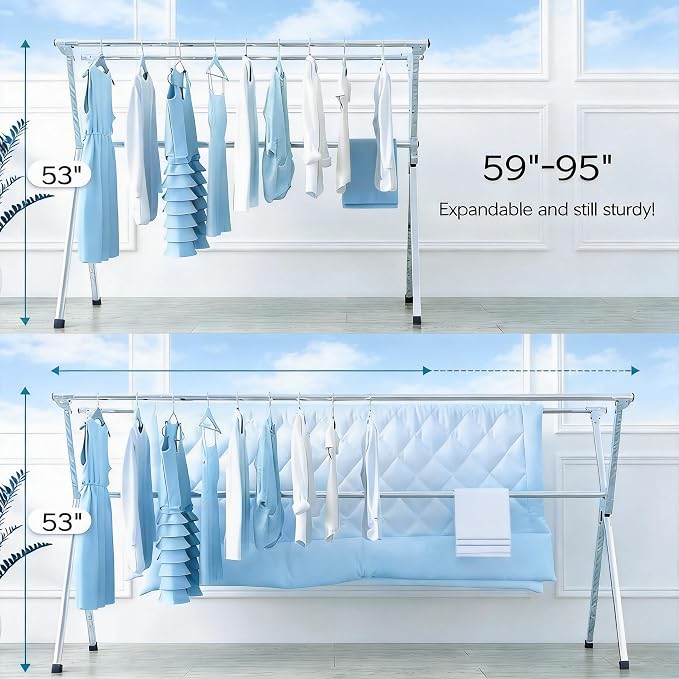 Clothes Drying Rack Folding Indoor Outdoor, Foldable Portable Laundry Drying - Image 2