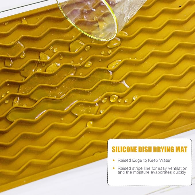 Silicone Dish Drying Mat, Non-Slip Easy Clean Sink Mat, Large Heat-resistant - Image 4