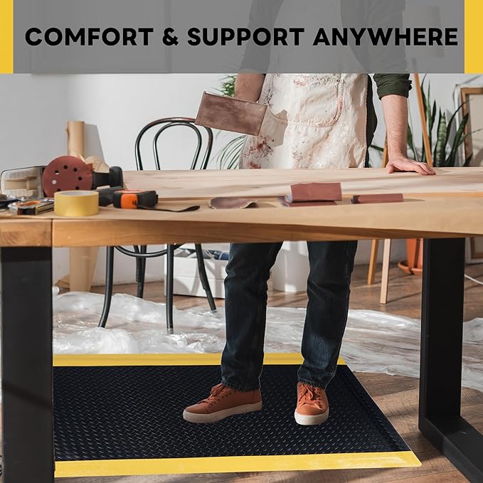 Nisorpa Anti Fatigue Mats Industrial 3' x 5' Ergonomic Standing Mat 15/16" Extra Thick Cushioned Shop Floor Mats Kitchen Mats Heavy Duty Commercial Diamond Plate Support for Leg & Back Pain