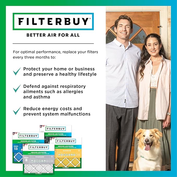 Filterbuy 24.5x27x5 Air Filter MERV 13 Optimal Smoke & Allergy Defense (2-Pack), Pleated HVAC AC Furnace Filters for Trane, American Standard, Honeywell, and More (Actual Size: 24.06 x 26.13 x 4.97)