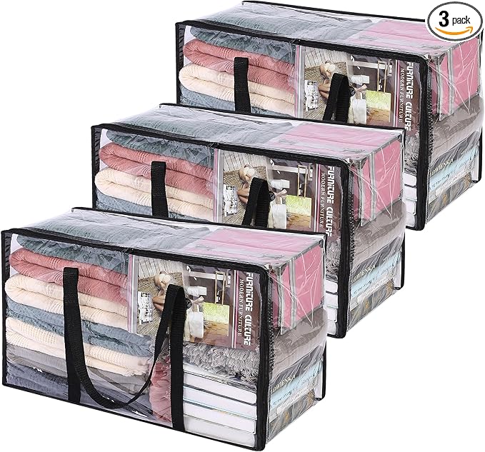 3 Pack Clear Clothes Storage Bags by Vieshful