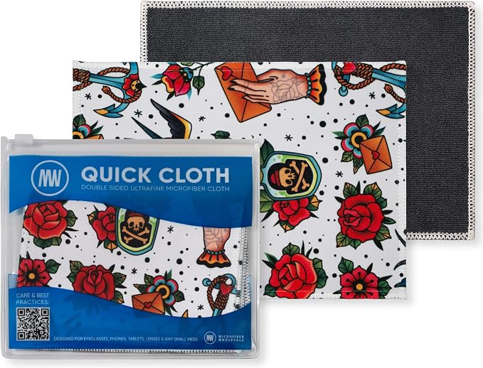 Microfiber Wholesale Quick Cloth Glasses Cleaning Cloths 5x7 Tattoo 2-Pack | by MicrofiberWholesale