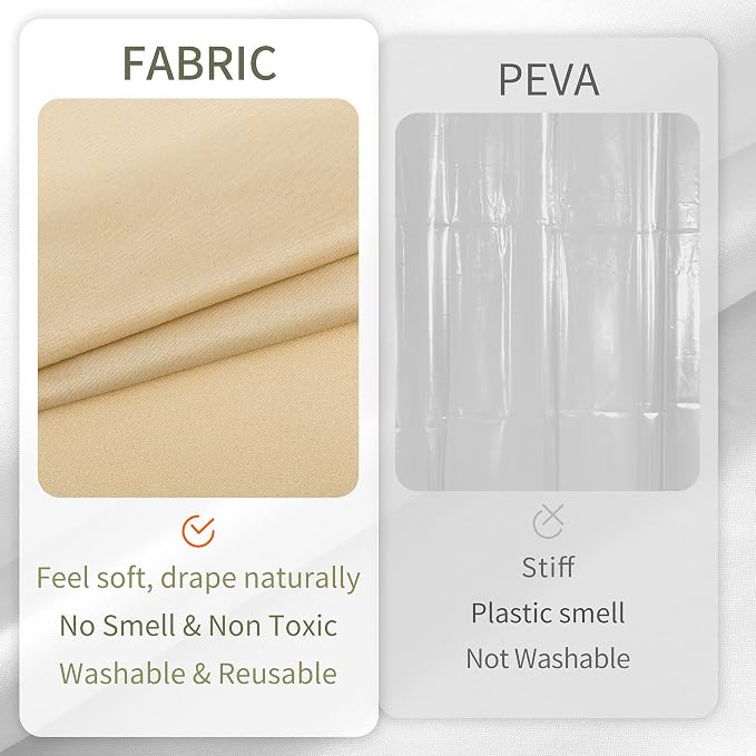 ALYVIA SPRING Waterproof Fabric Shower Curtain or Liner Khaki - Image 5