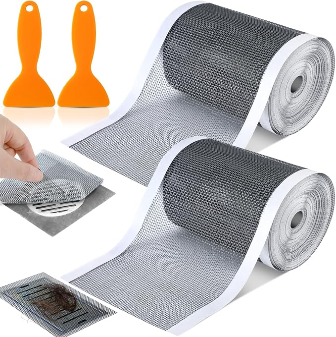 2 Pack Linear Shower Drain Hair Catcher Mesh Stickers Cutable | 4x33ft - Image 8