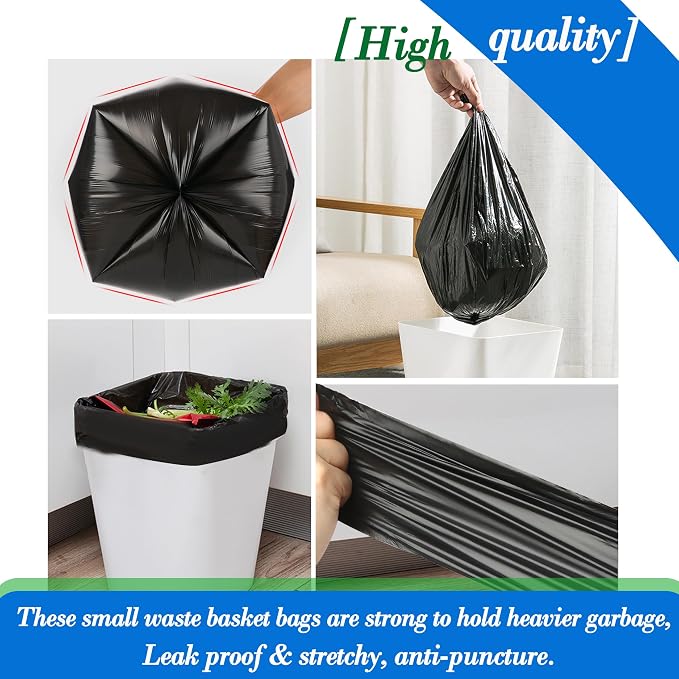 Hommaly 1.5 Gallon 200 pcs Small Black Trash Bags, Strong 1.3 Gallon 1.5 Gallon - Image 4