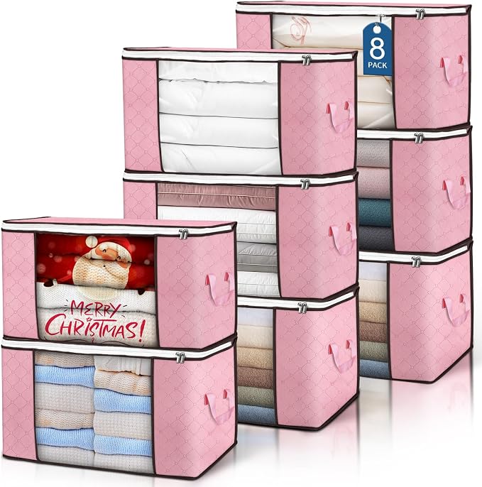 90L Large Storage Bags, 8 Pack Clothes Storage Bins Closet Organizers | by BuddingJoy-BuildaJoyfulLifeforYou