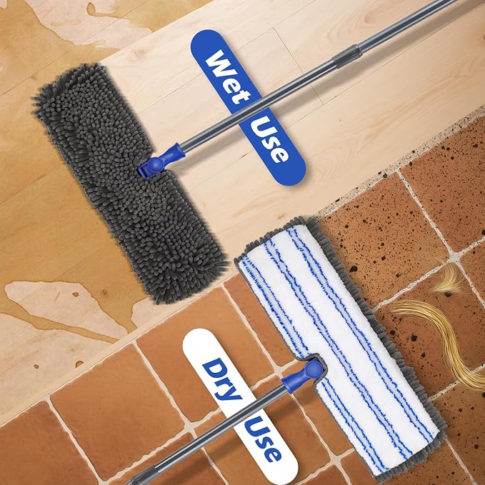 Two Sided Dust Mop for Floor Cleaning, 360°Microfiber Mop - Image 3