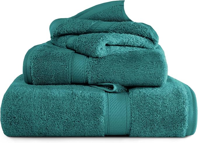 Superior Egyptian Cotton Ultra Plush & Absorbent, 3 Piece Set, Teal | Quick Dry by SUPERIOR
