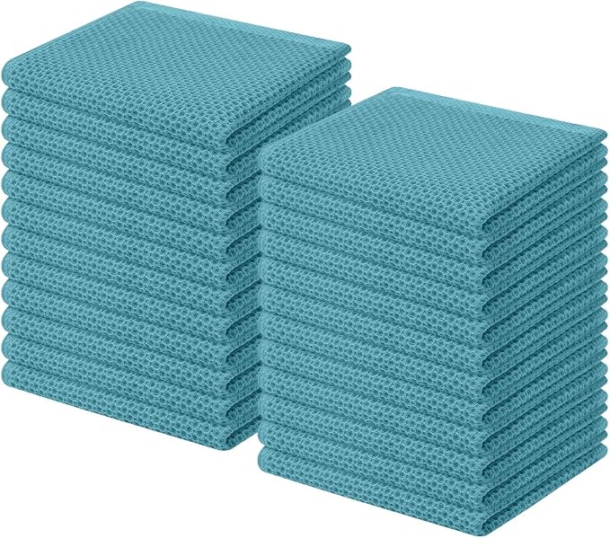 Homaxy 100% Cotton Waffle Weave Kitchen Dish Cloths 24-Pack, Lake Blue | 12 x by Homaxy