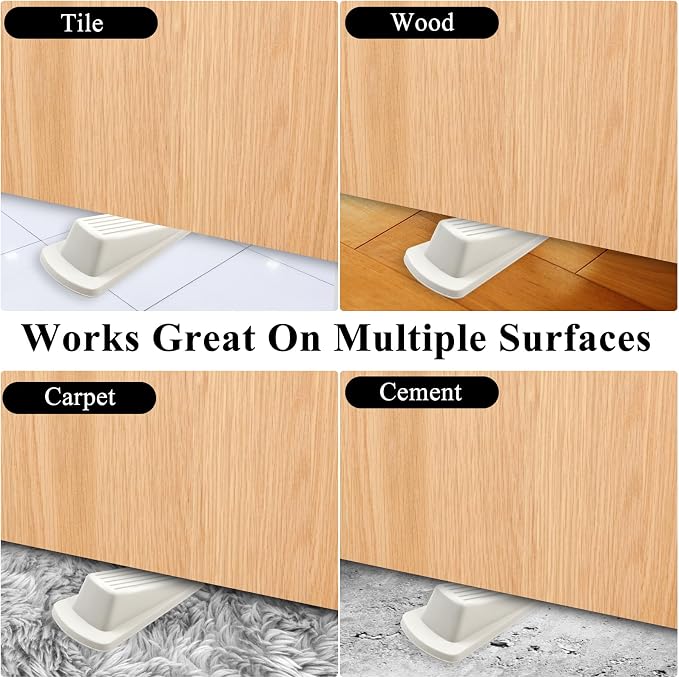 4 Pack Door Stoppers for Bottom of Door, Rubber Door Stopper Wedge, Sturdy - Image 6
