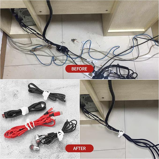 25 Pcs Silicone Cable Ties, Reusable Cable Straps Wire Organizer. | Cable - Image 7