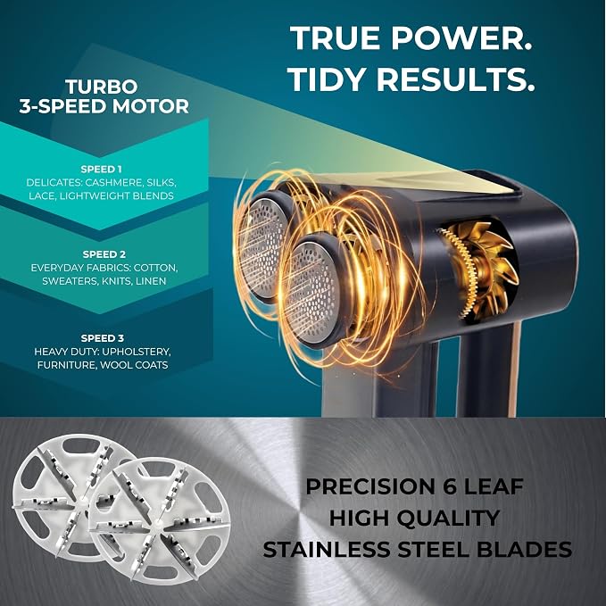True & Tidy Dual Head Fabric Shaver & Couch Fuzz Remover, Type-C Chargeable - Image 5