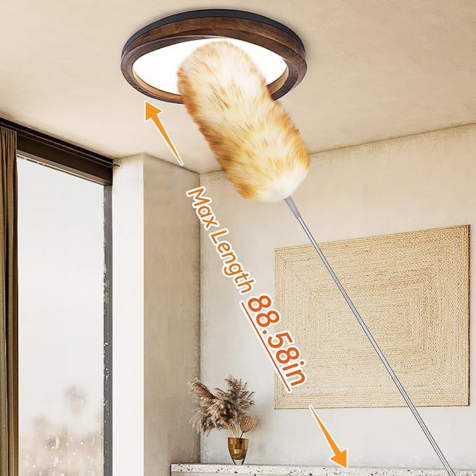 Lambswool Duster with Extendable Handle up to 88.58 in, Natural Feather Dusters - Image 3