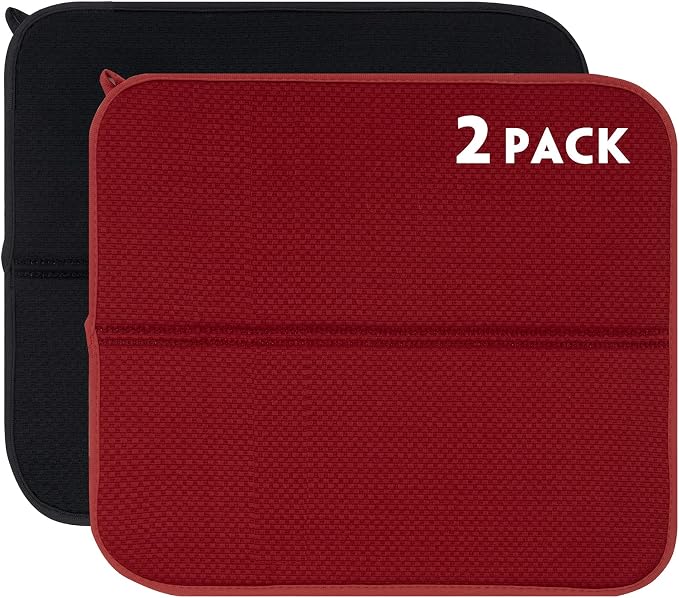 FRESHMINT Dish Drying Mats 2 Pack, Ultra Absorbent, Microfiber, Washable & by FRESHMINT