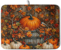 Fall Dish Drying Mat for Kitchen Counter 18x24 Autumn Pumpkin Maple Leaves by Kwlegh