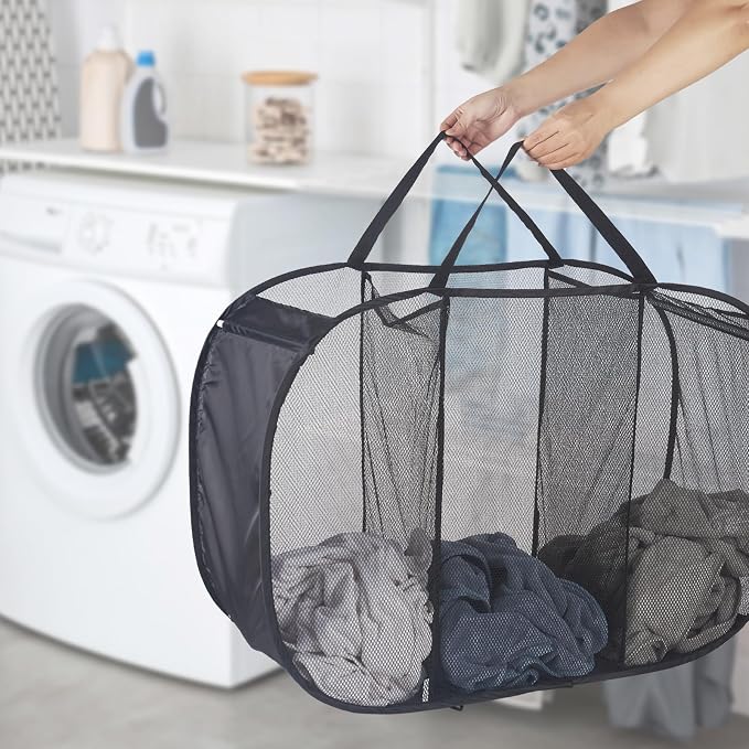 Seiritex Mesh Popup Laundry Hamper 3 Compartment Sortable Horizontal - Image 2