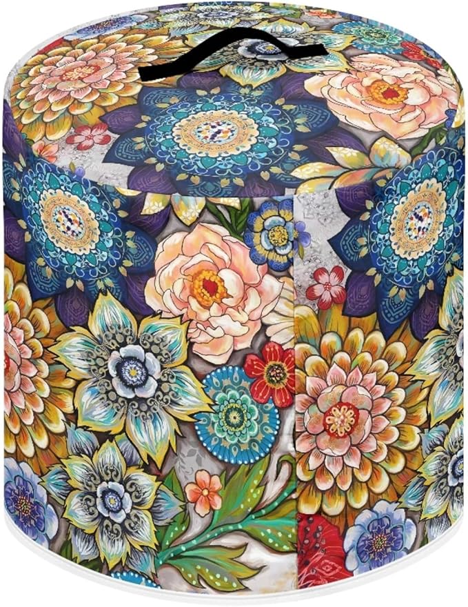 Xoenoiee Boho Floral Blossoms Pattern Pressure Cooker Cover for 6 qt Instant Pot, Kitchen Appliance Dust Cover with Pockets for Rice Cooker Air Fryer Slow Cooker